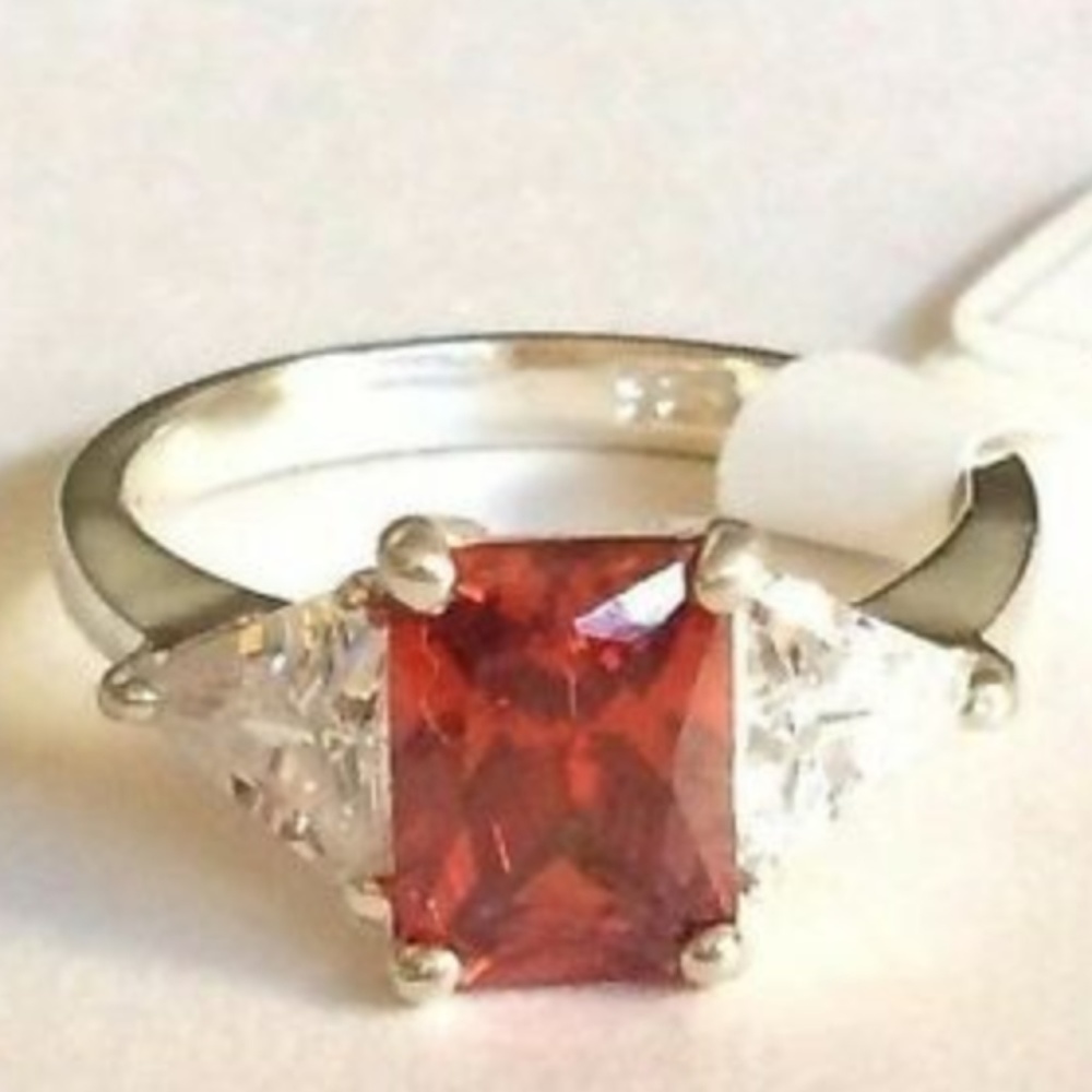 925 Sterling Silver Garnet Ruby Ring Size 5 6 8 9 10 Red Cubic Zirconia NWT